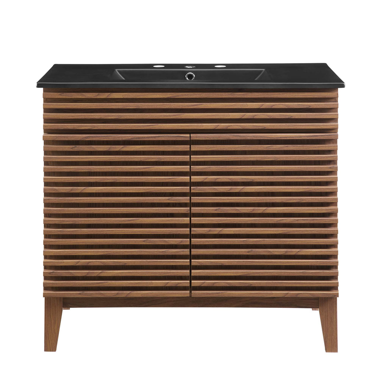Ventra Vanity Unit, Large, Walnut & Black