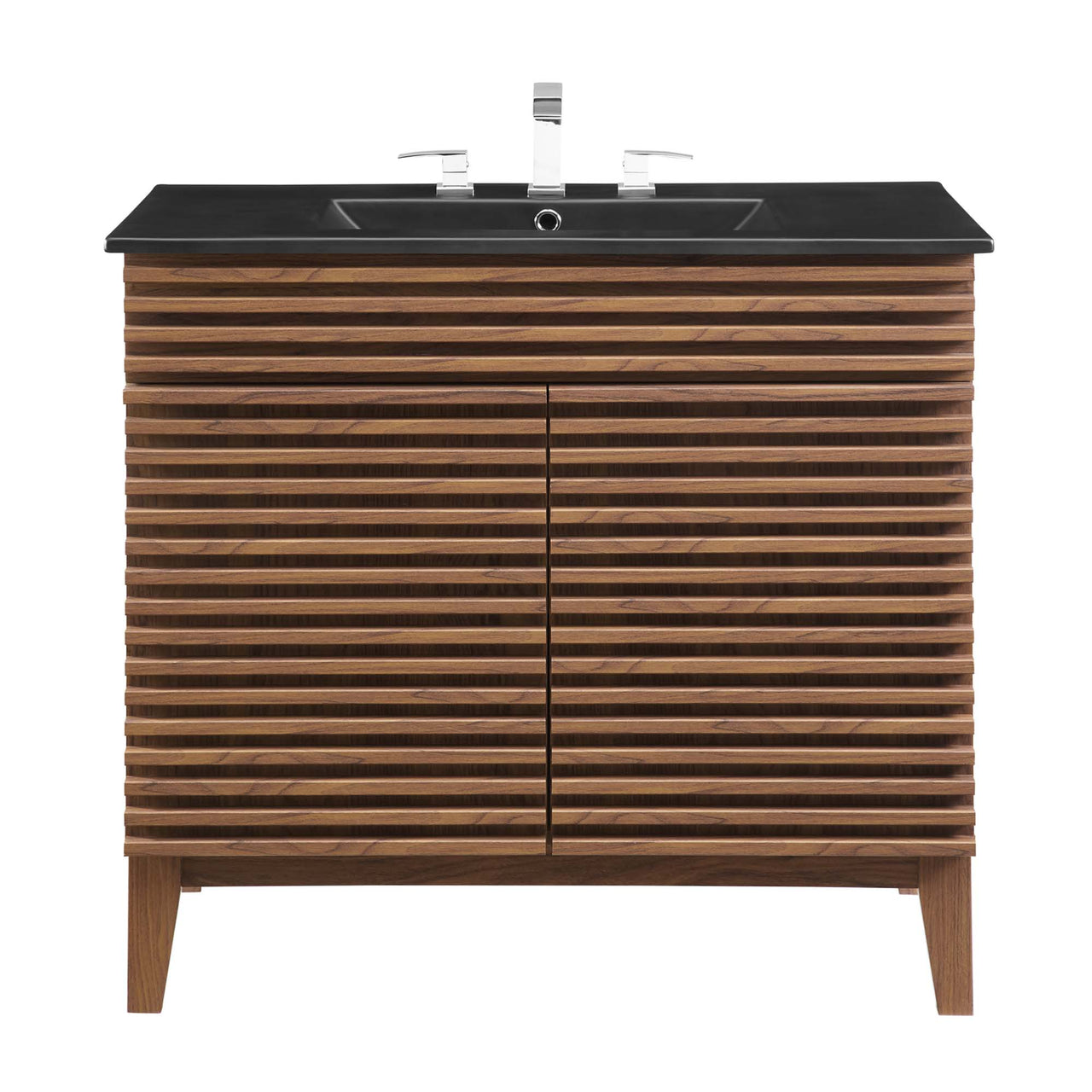 Ventra Vanity Unit, Large, Walnut & Black