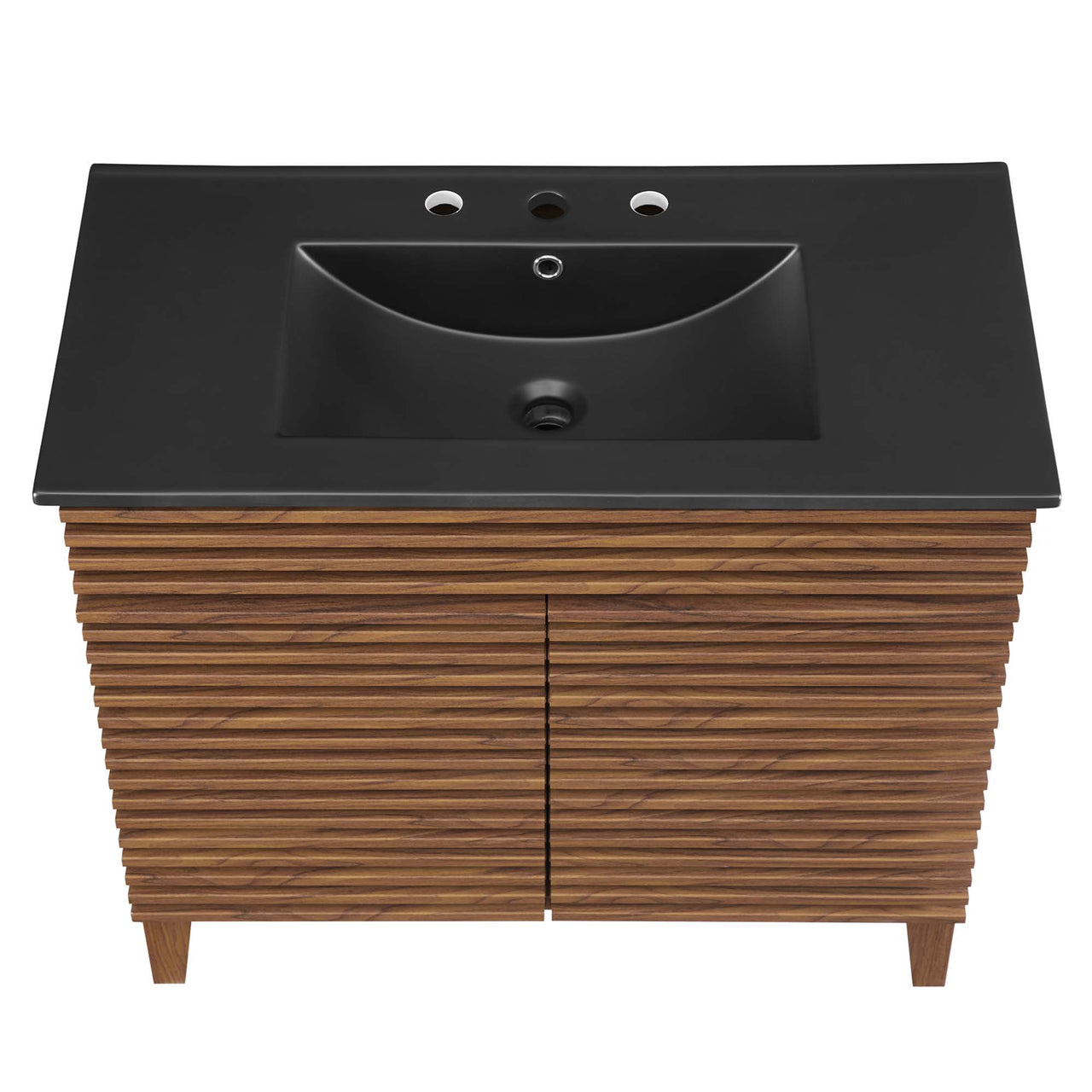 Ventra Vanity Unit, Large, Walnut & Black