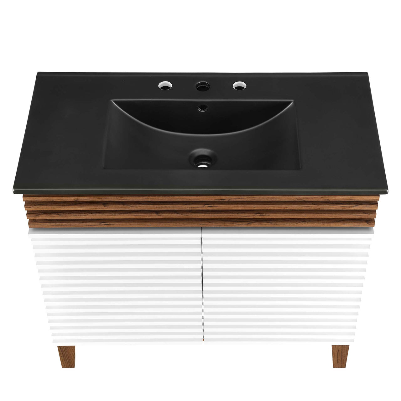 Ventra Vanity Unit, Large, White, Walnut and Black