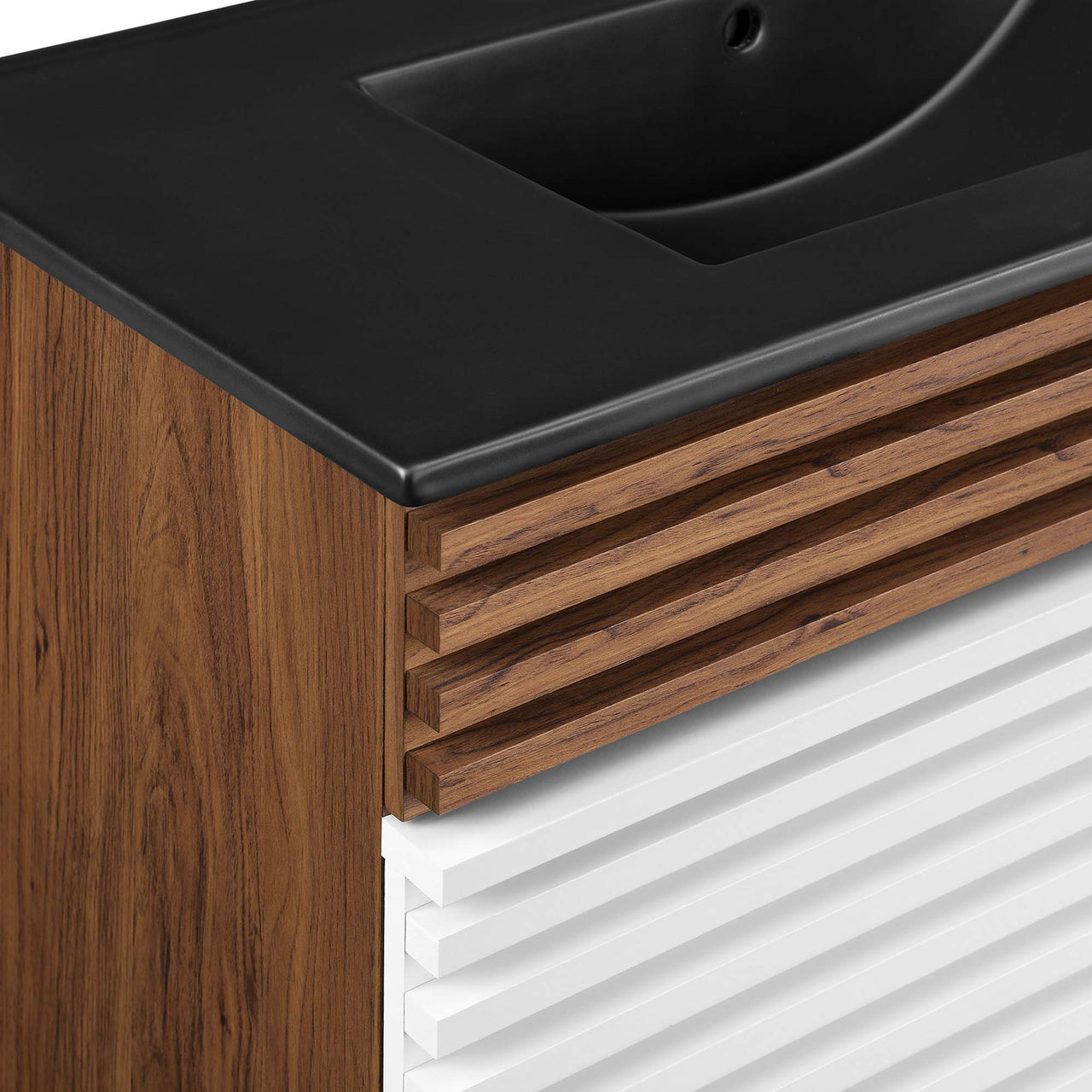 Ventra Vanity Unit, Large, White, Walnut and Black