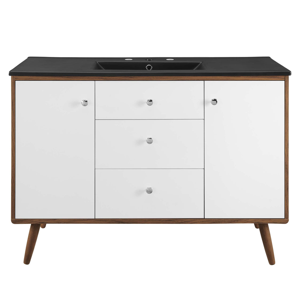Erisen Single Sink Vanity Unit, Extra Large, Walnut & Black
