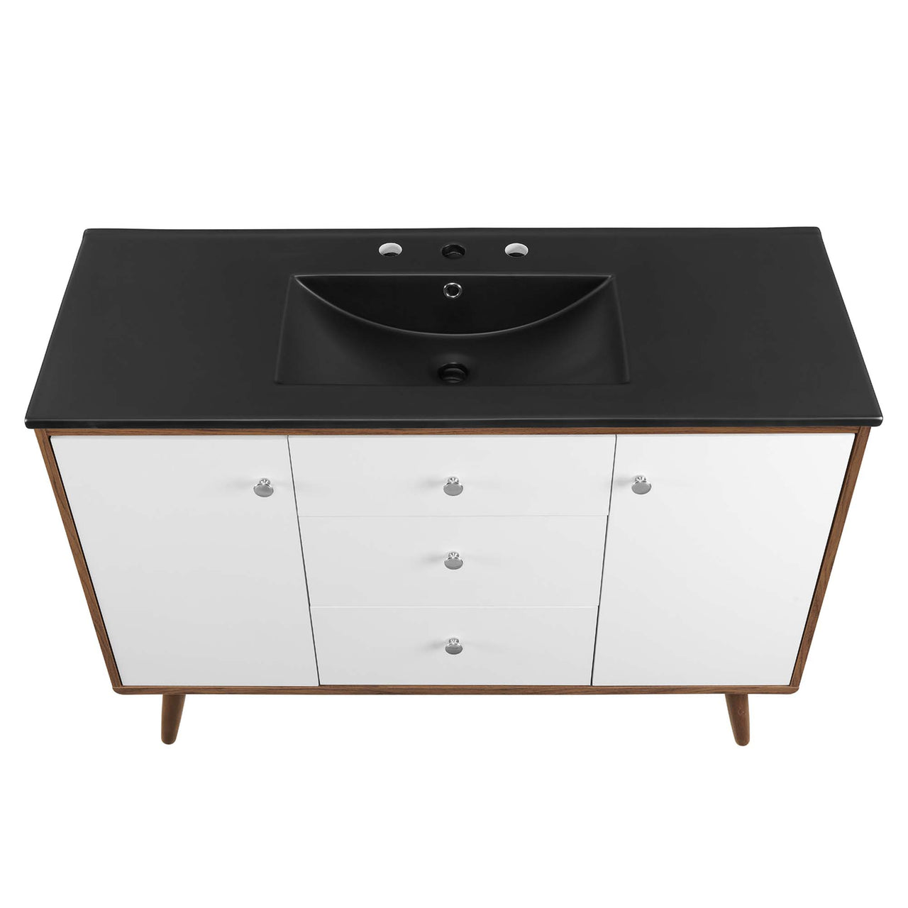 Erisen Single Sink Vanity Unit, Extra Large, Walnut & Black