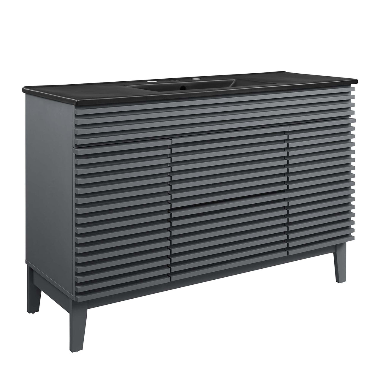 Ventra Single Sink Vanity Unit, Extra Large, Gray & Black
