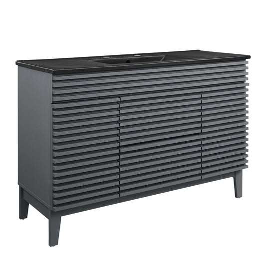 Ventra Single Sink Vanity Unit, Extra Large, Gray & Black