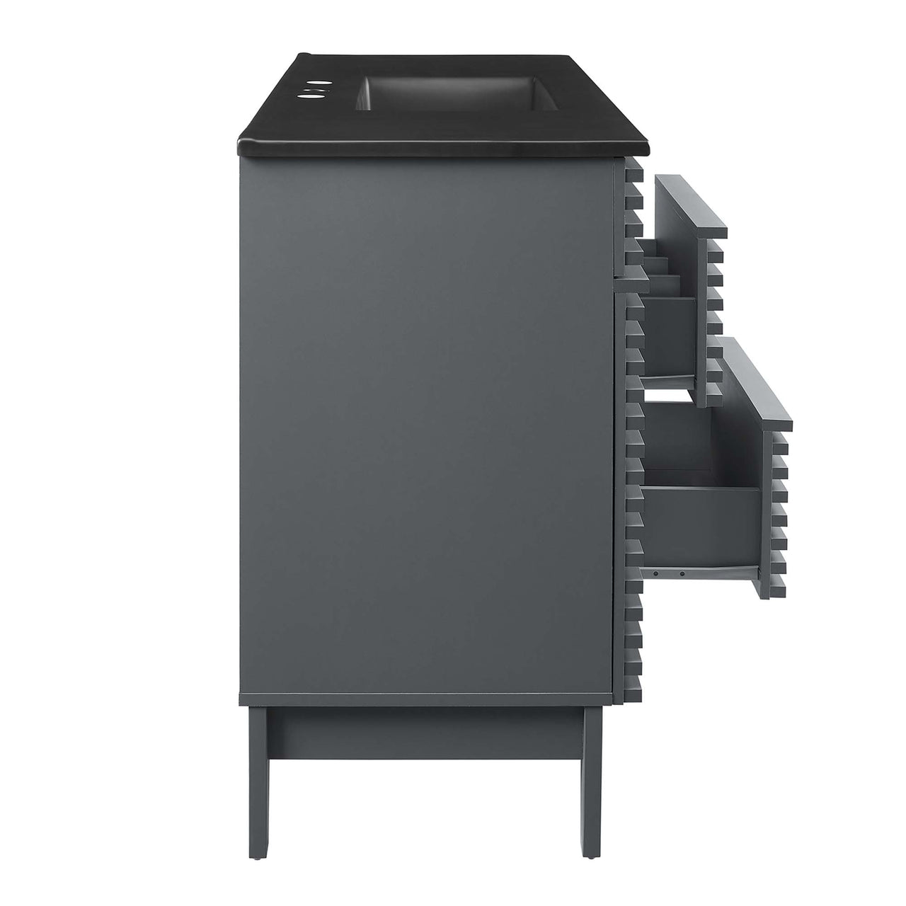 Ventra Single Sink Vanity Unit, Extra Large, Gray & Black