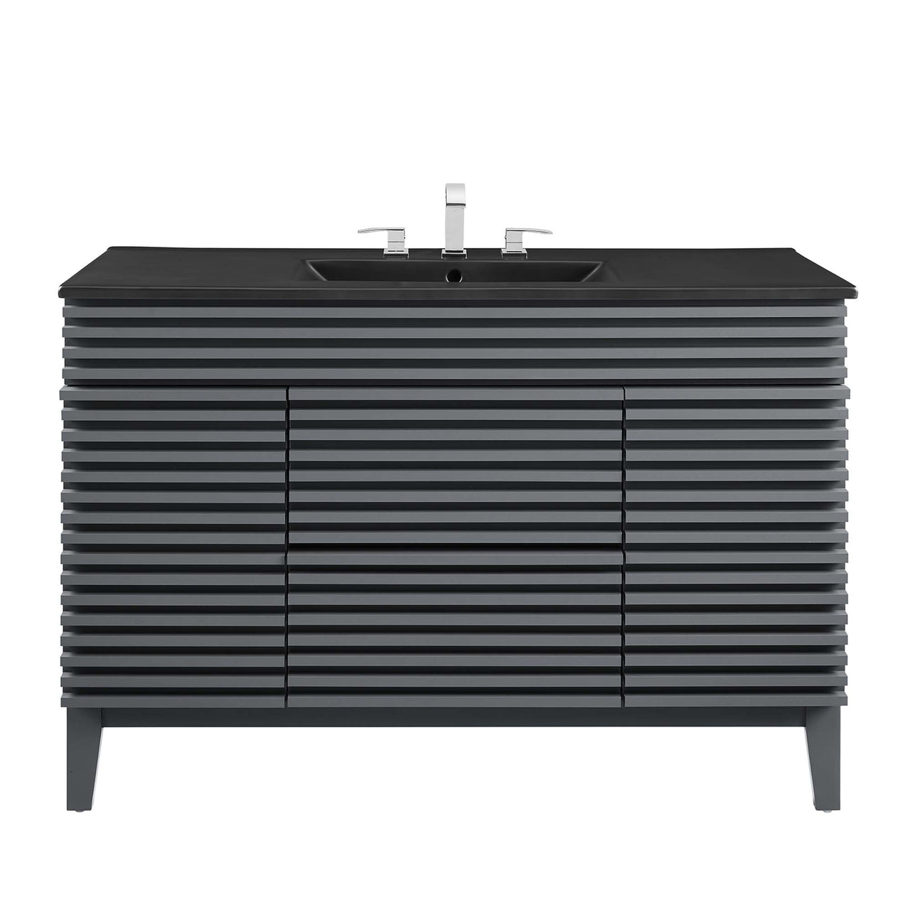 Ventra Single Sink Vanity Unit, Extra Large, Gray & Black