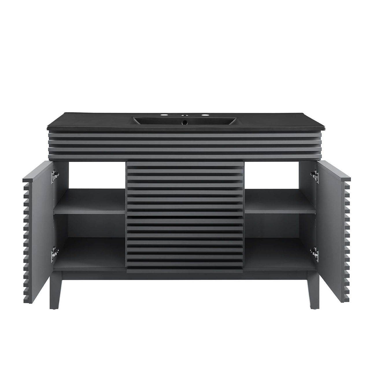 Ventra Single Sink Vanity Unit, Extra Large, Gray & Black