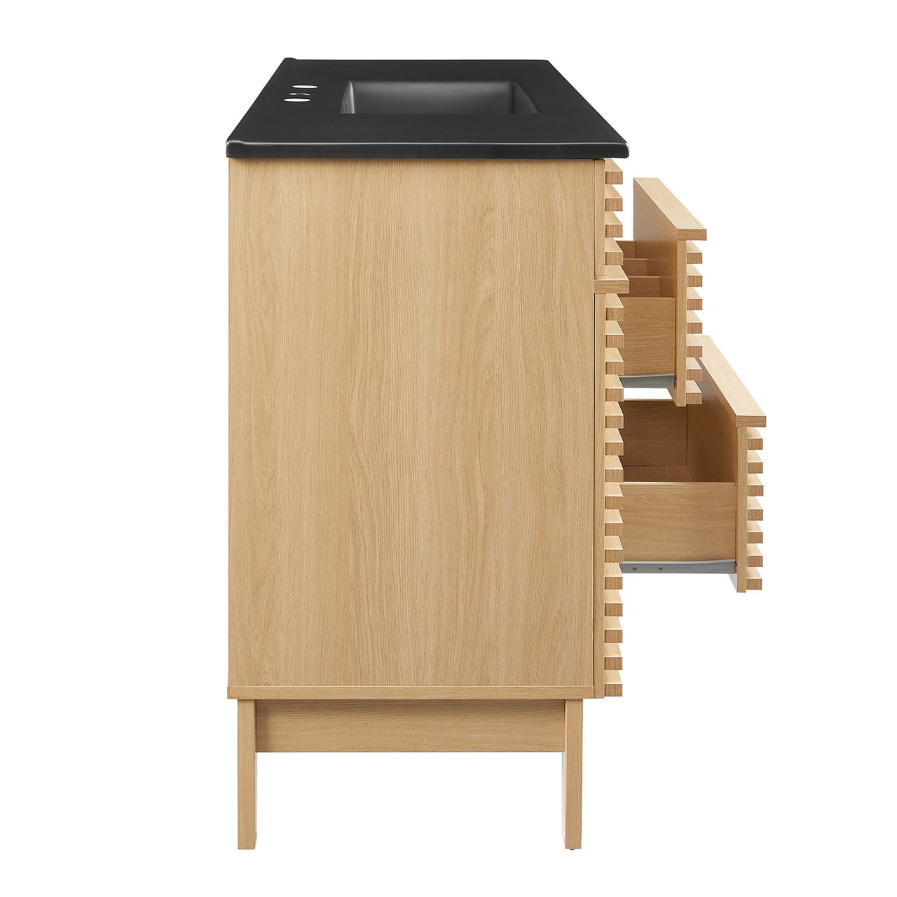 Ventra Single Sink Vanity Unit, Extra Large, Oak & Black