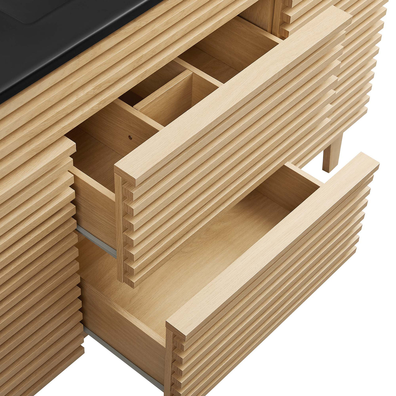 Ventra Single Sink Vanity Unit, Extra Large, Oak & Black