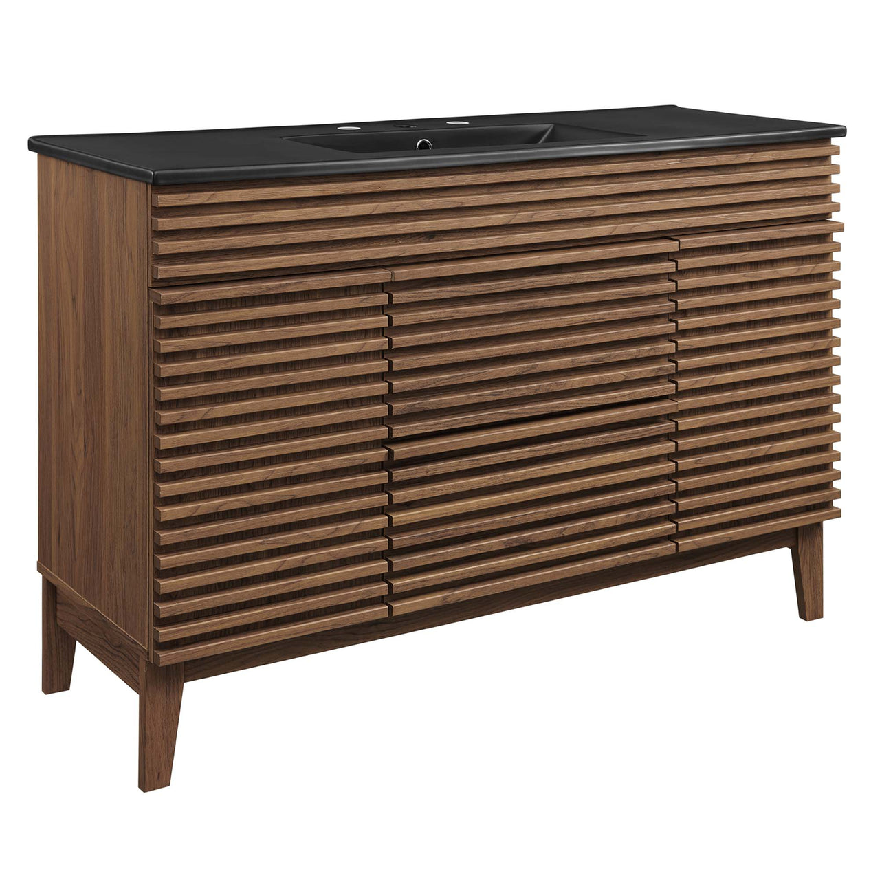 Ventra Single Sink Vanity Unit, Extra Large, Walnut & Black