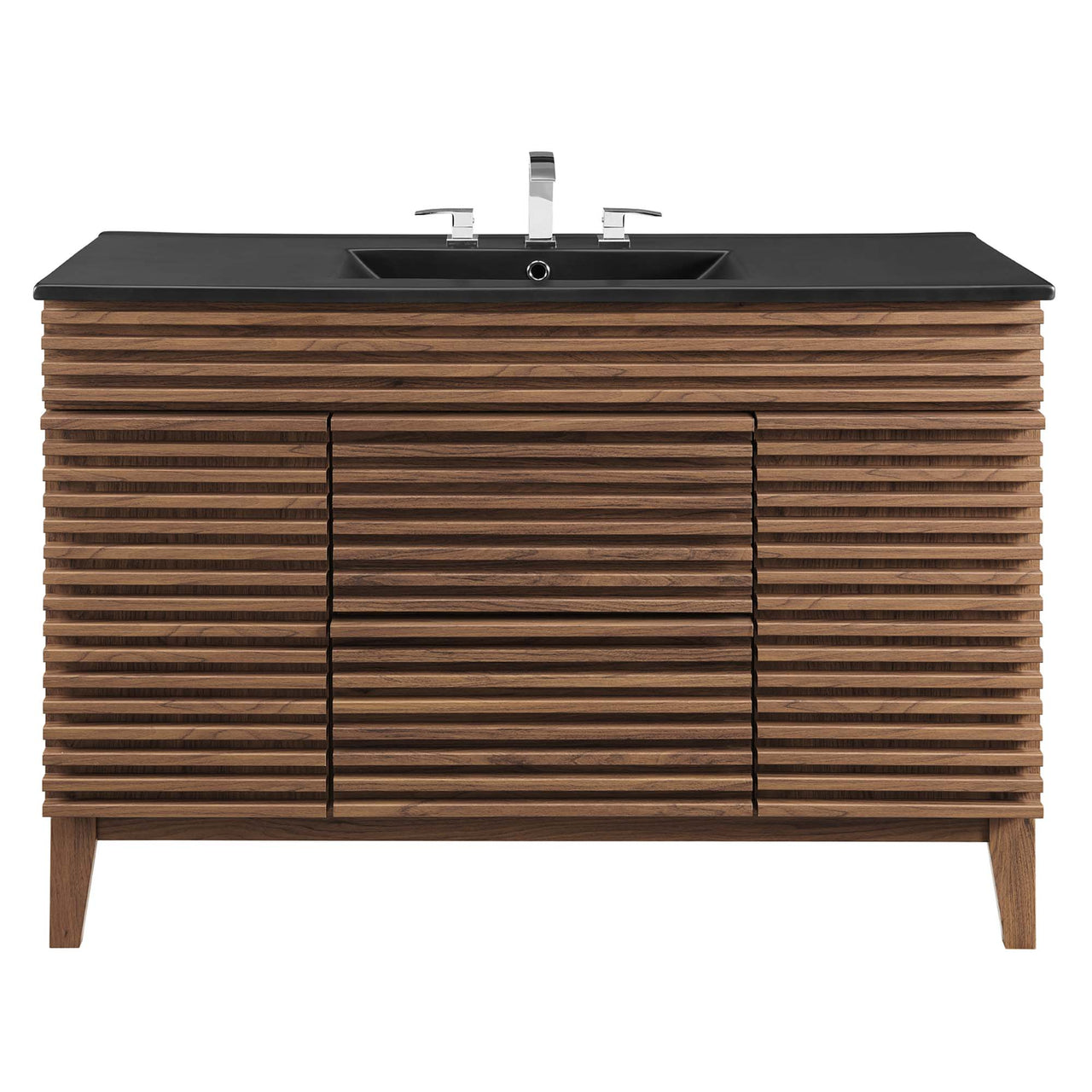 Ventra Single Sink Vanity Unit, Extra Large, Walnut & Black