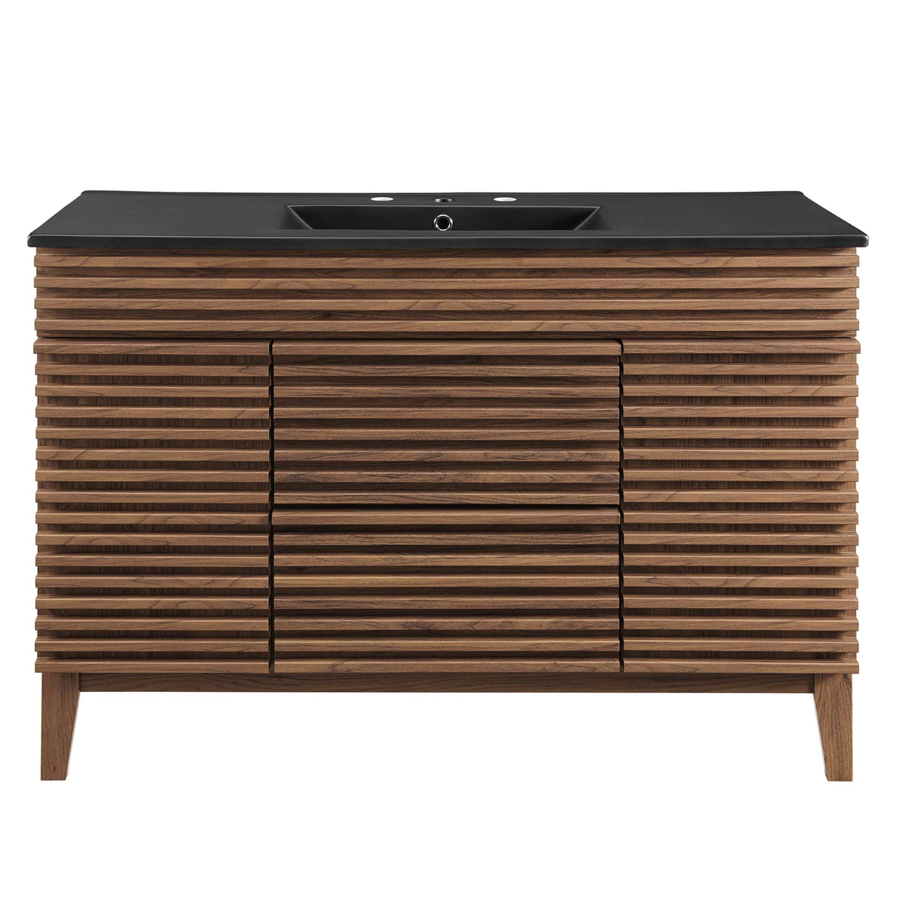 Ventra Single Sink Vanity Unit, Extra Large, Walnut & Black