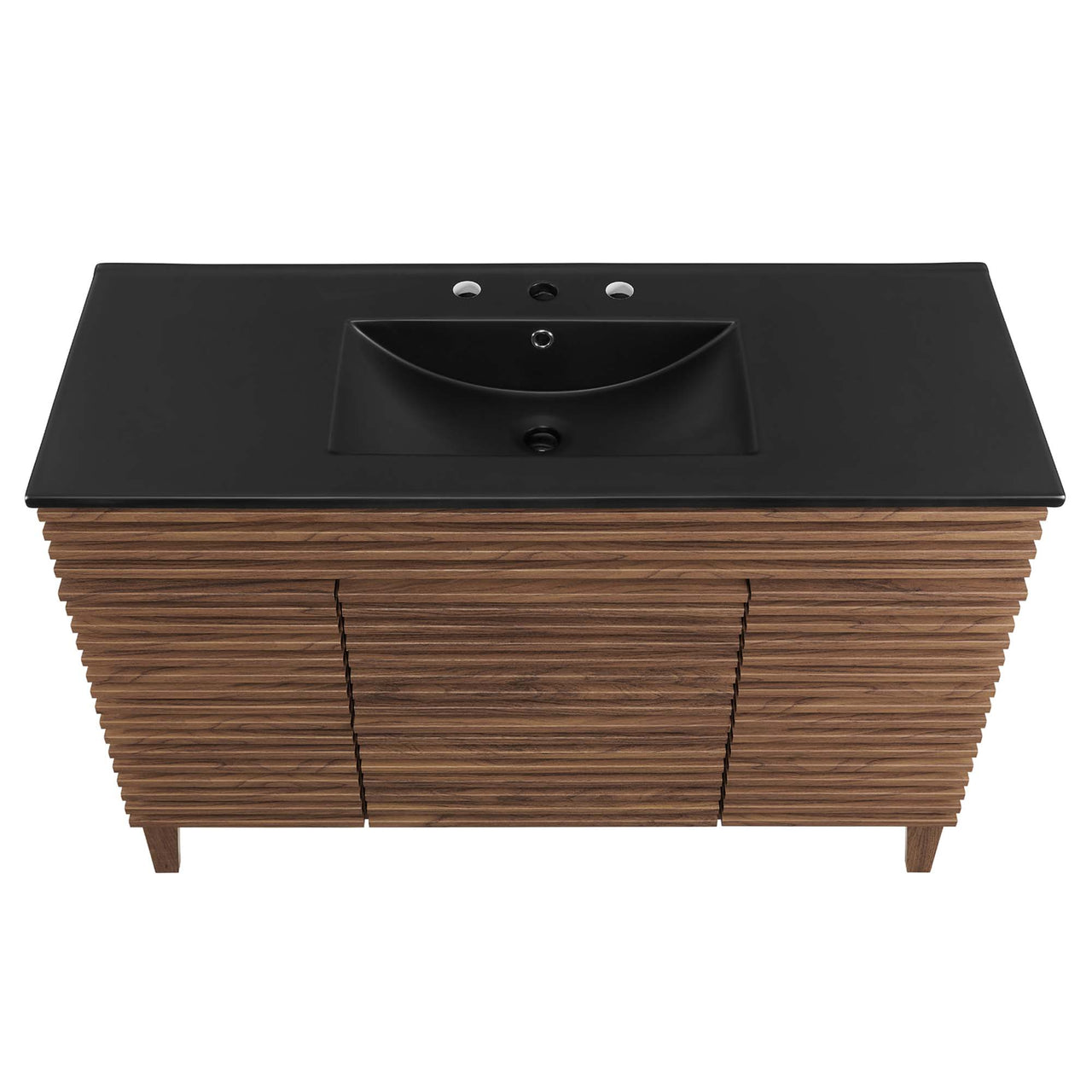 Ventra Single Sink Vanity Unit, Extra Large, Walnut & Black