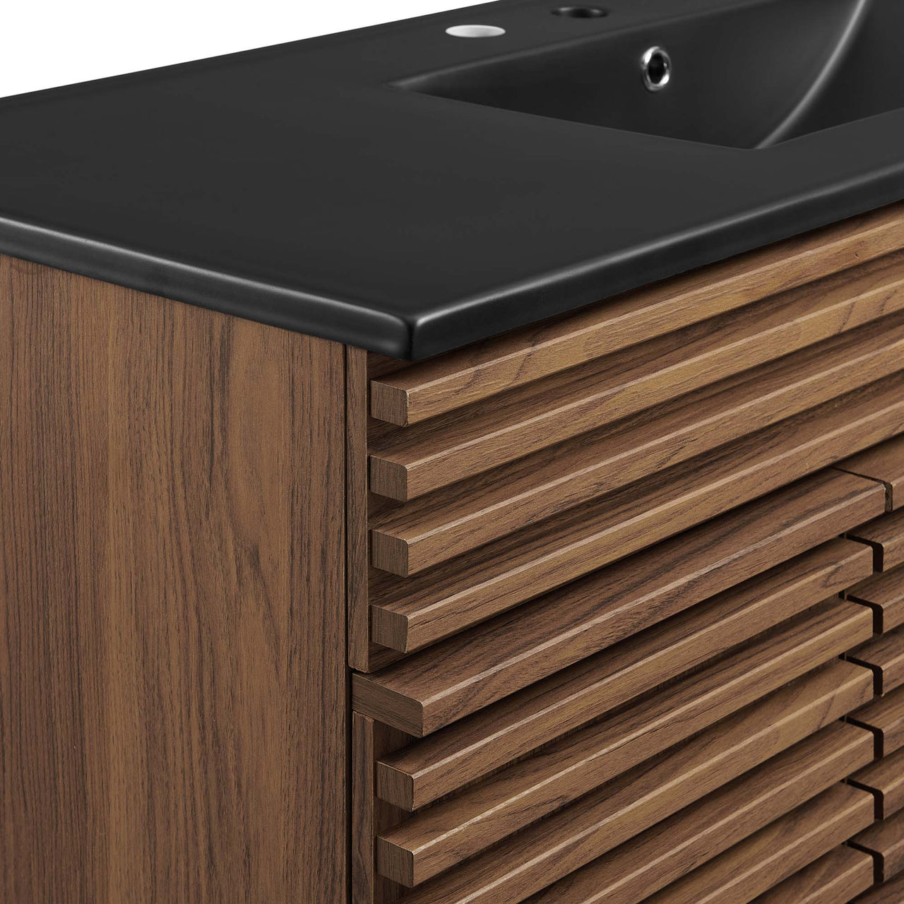 Ventra Single Sink Vanity Unit, Extra Large, Walnut & Black