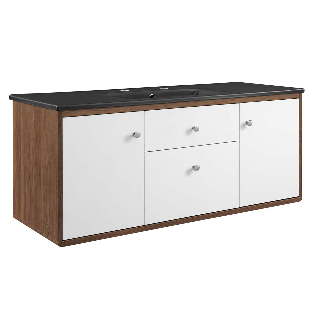 Erisen Floating Vanity Unit, Extra Large, Walnut & Black