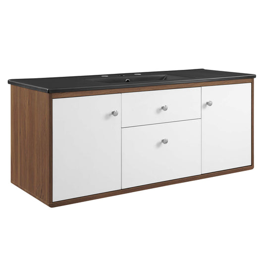 Erisen Floating Vanity Unit, Extra Large, Walnut & Black
