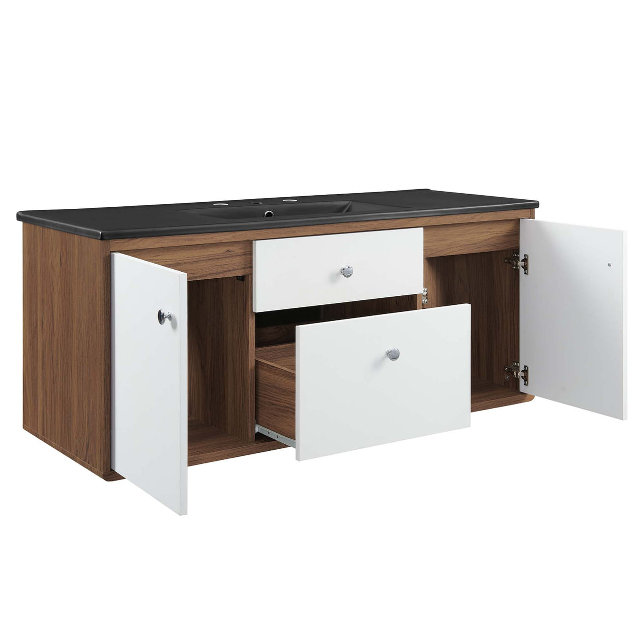 Erisen Floating Vanity Unit, Extra Large, Walnut & Black