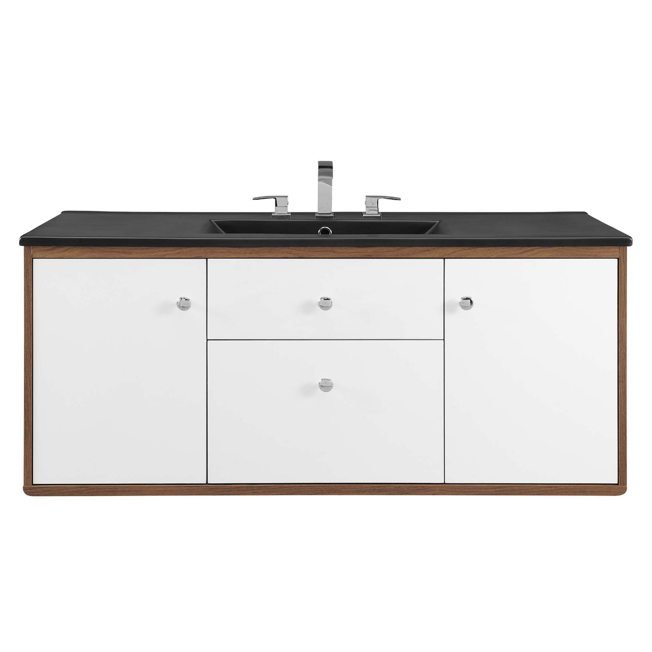 Erisen Floating Vanity Unit, Extra Large, Walnut & Black