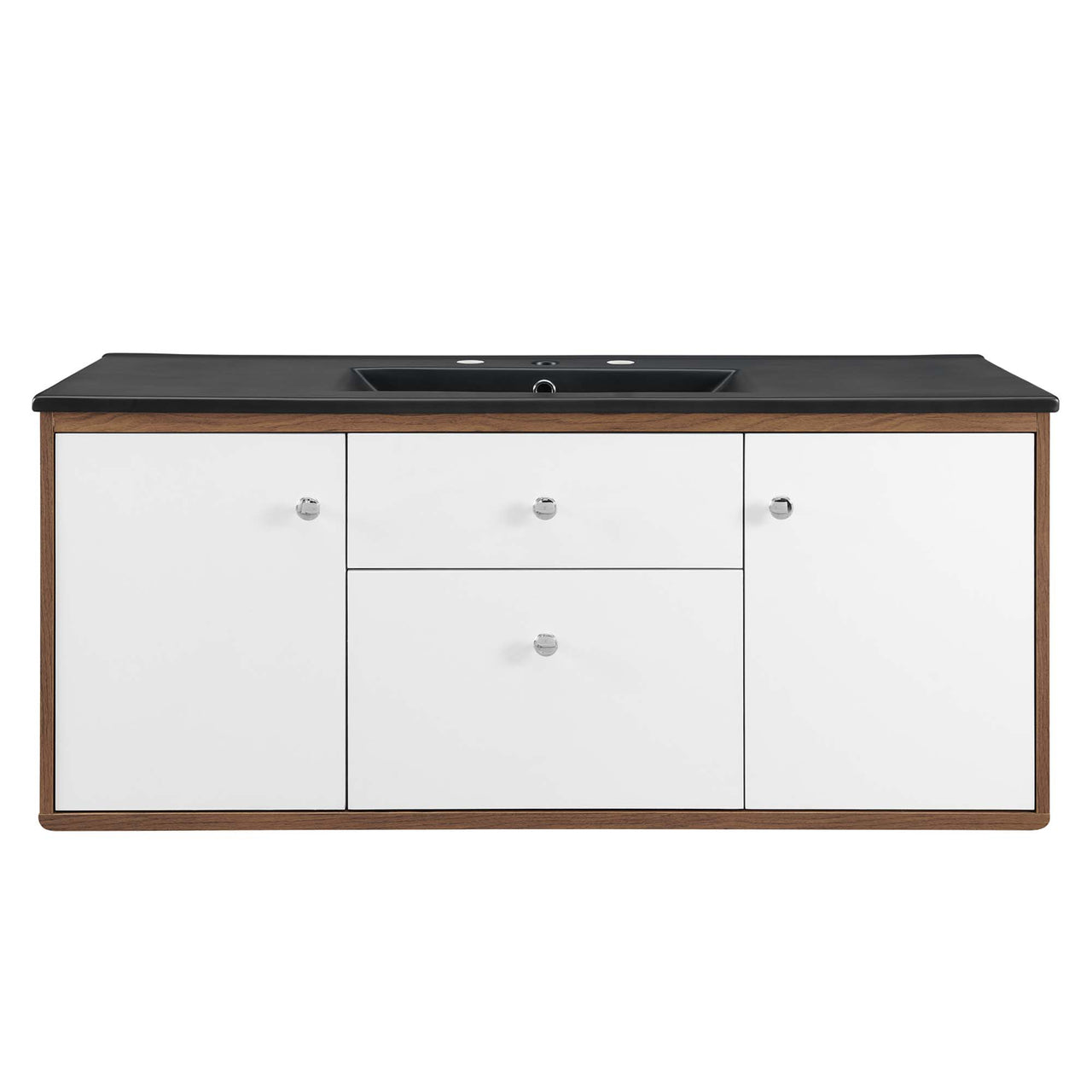 Erisen Floating Vanity Unit, Extra Large, Walnut & Black