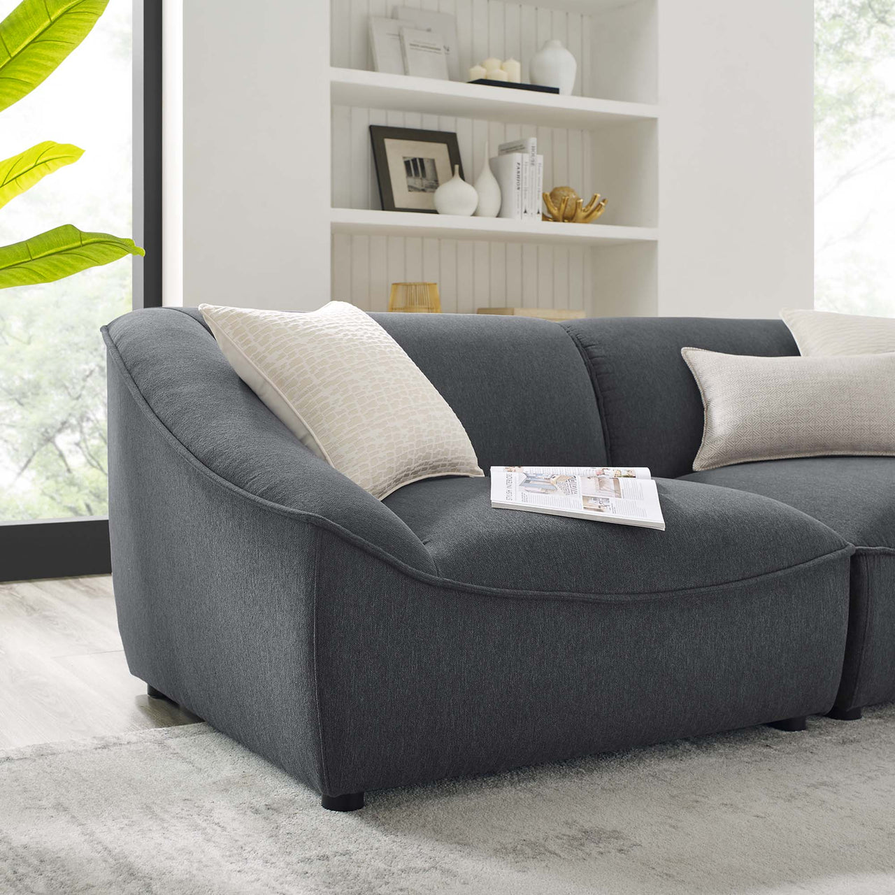 Rise 2-Piece Loveseat Sectional, Charcoal