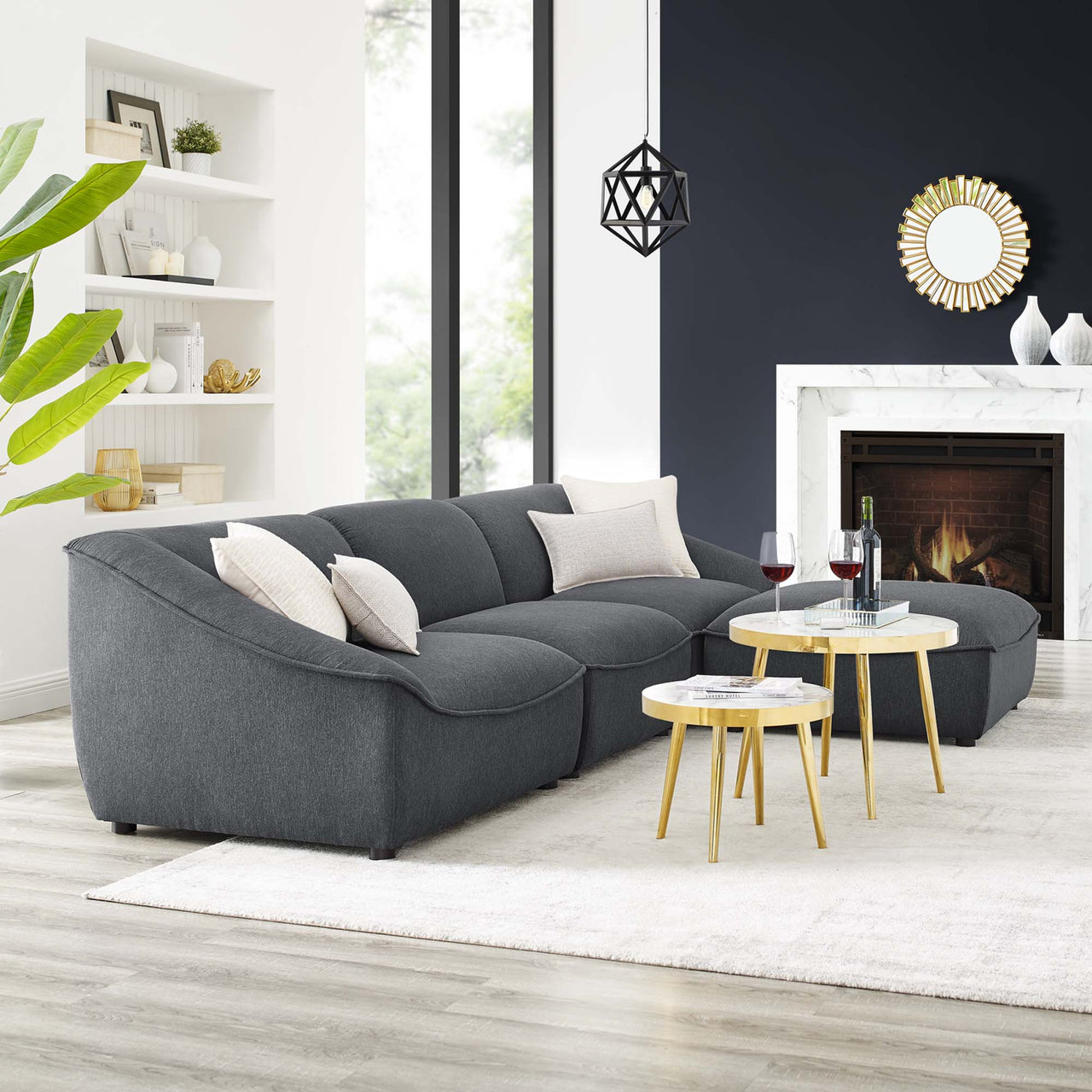 Rise 4-Piece Sectional, Charcoal