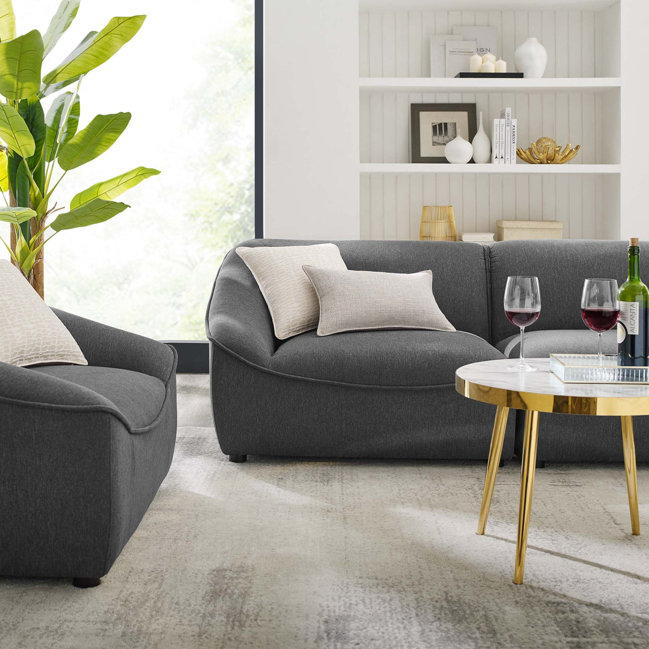 Rise 4-Piece Lounging Set, Charcoal