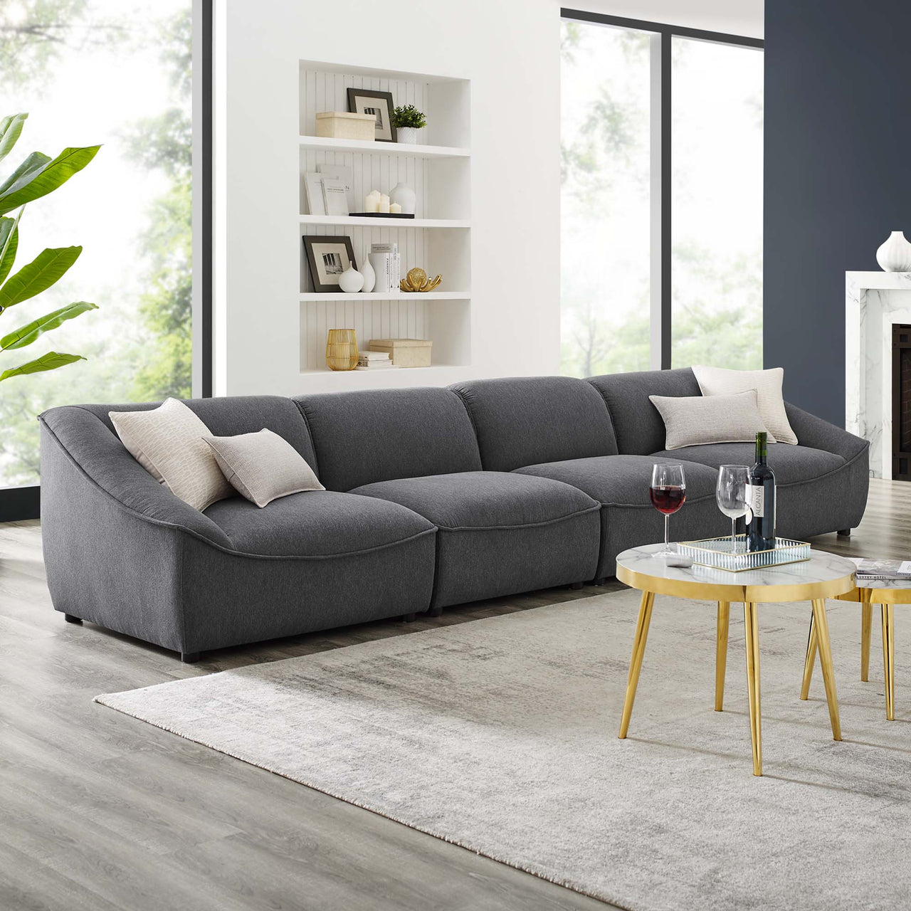 Rise 4-Piece Sofa Sectional, Charcoal
