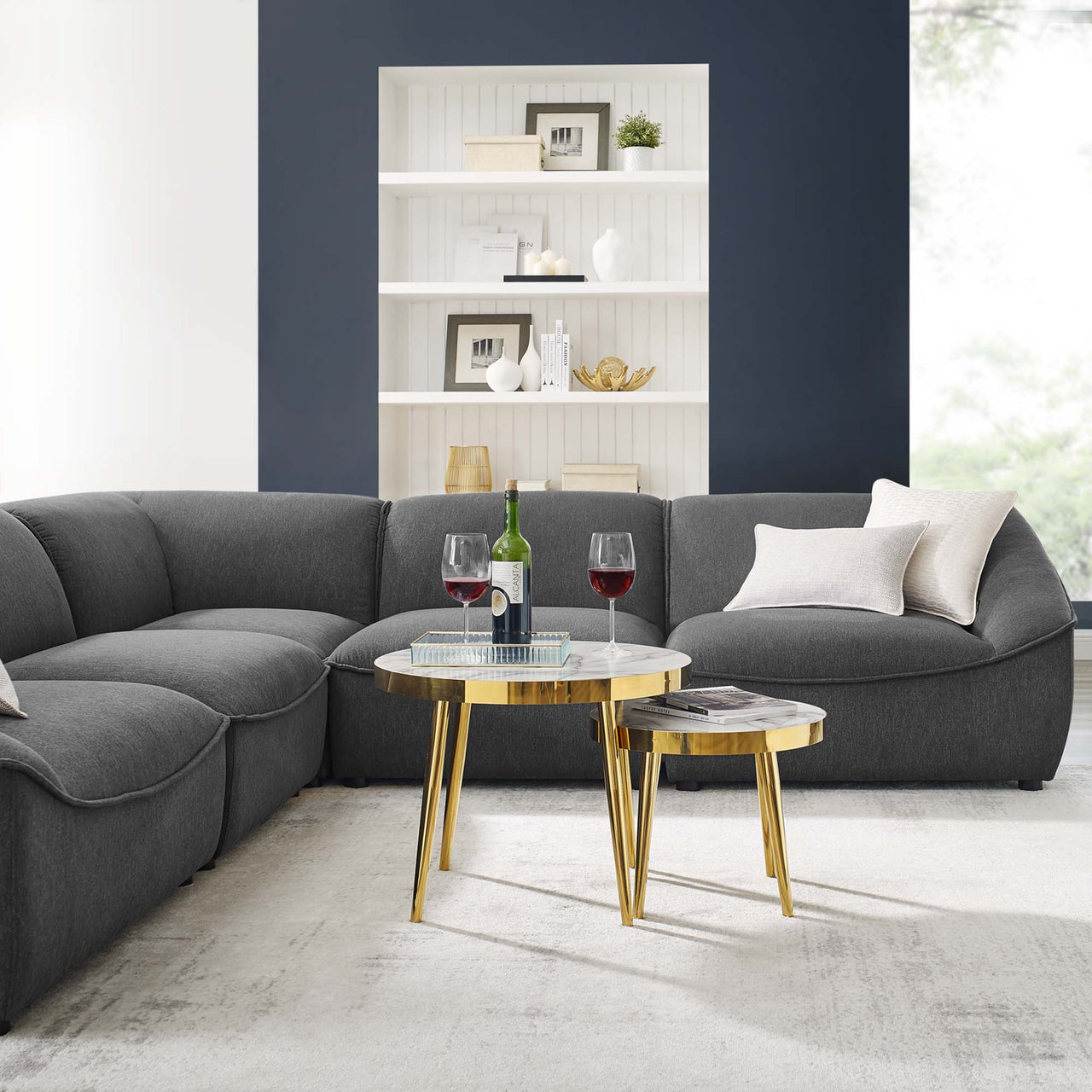 Rise 5-Piece Sectional, Charcoal