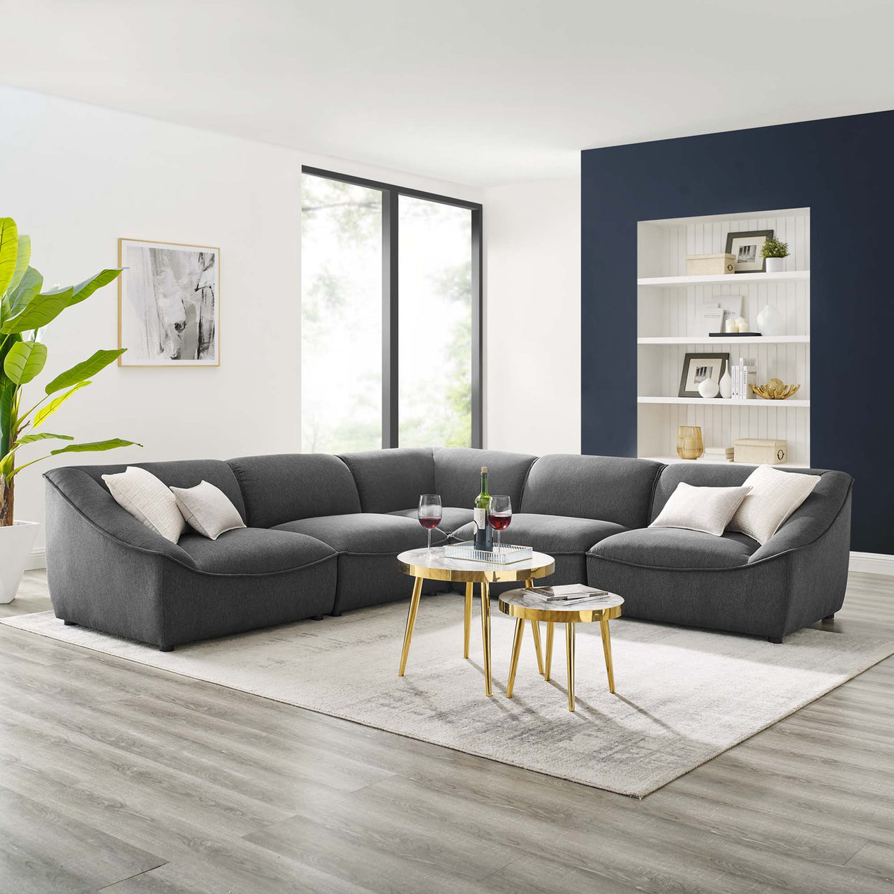 Rise 5-Piece Sectional, Charcoal