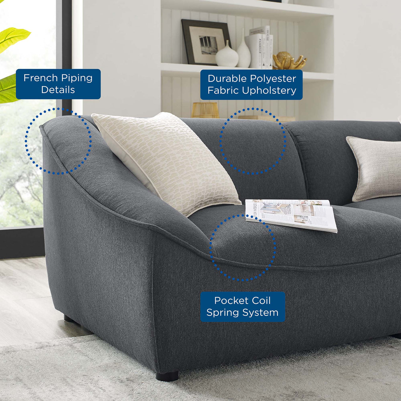 Rise 6-Piece Sectional, Charcoal