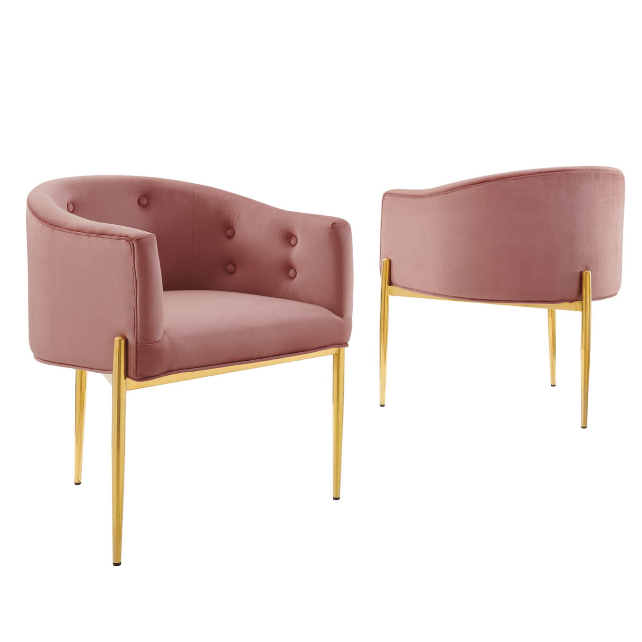 Civetta Upholstered Velvet Chairs Set of 2, Dusty Rose