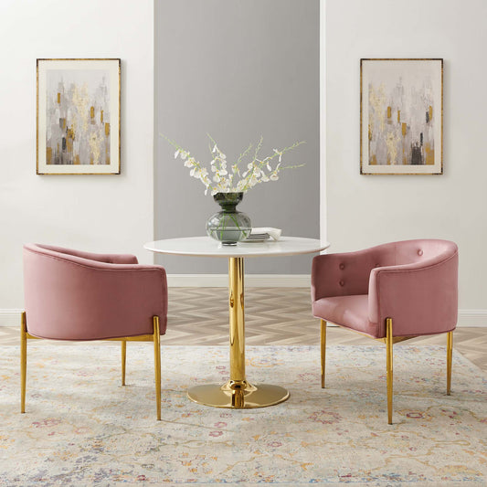 Civetta Upholstered Velvet Chairs Set of 2, Dusty Rose