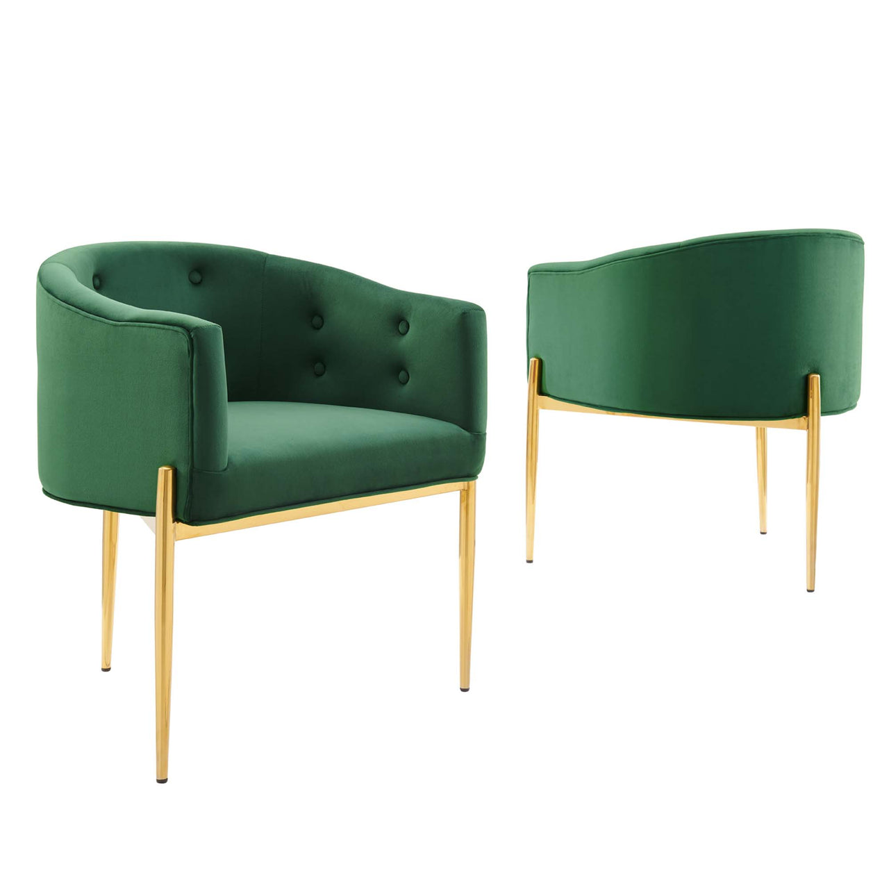Civetta Upholstered Velvet Chairs Set of 2, Emerald