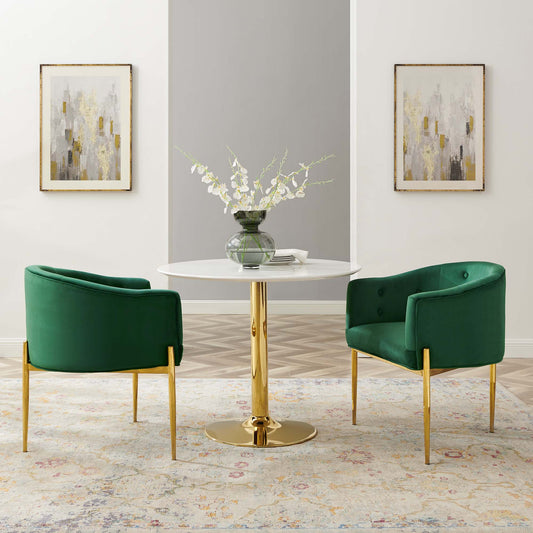 Civetta Upholstered Velvet Chairs Set of 2, Emerald