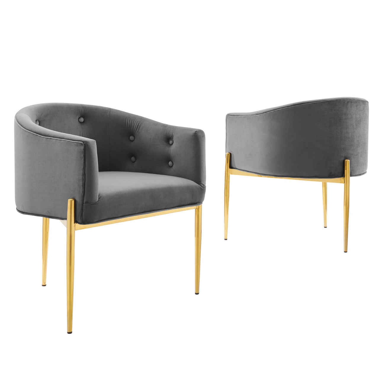 Civetta Upholstered Velvet Chairs Set of 2, Gray