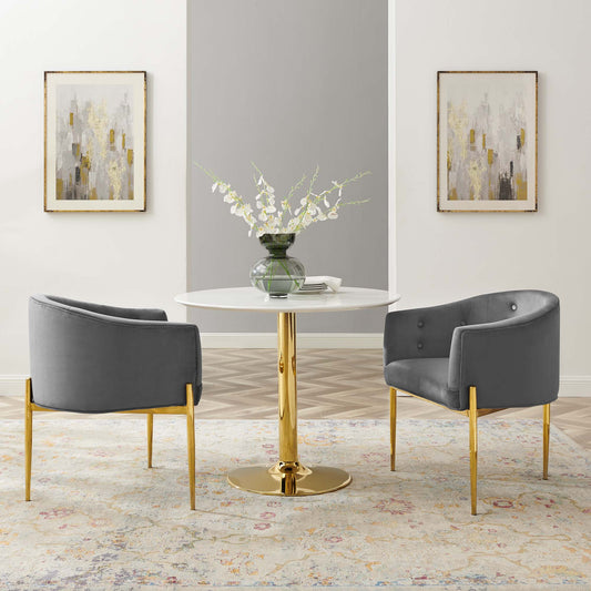 Civetta Upholstered Velvet Chairs Set of 2, Gray