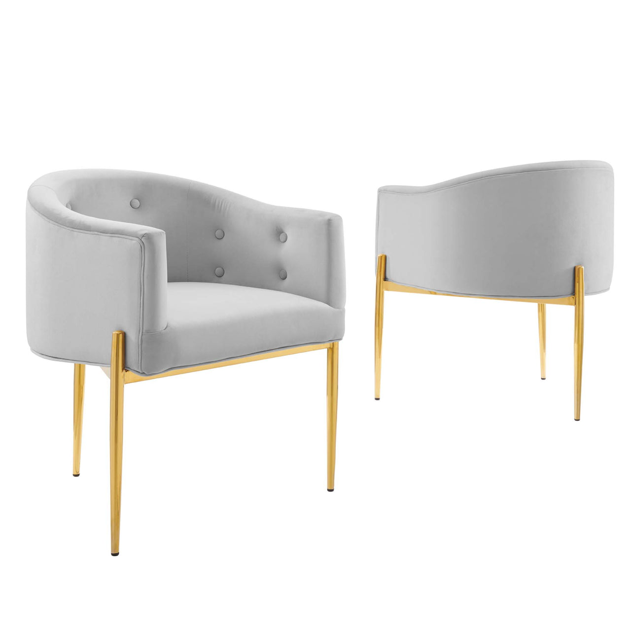 Civetta Upholstered Velvet Chairs Set of 2, Light Gray