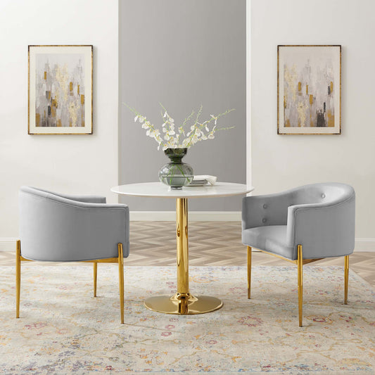 Civetta Upholstered Velvet Chairs Set of 2, Light Gray