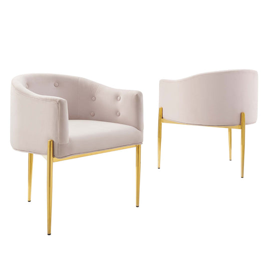 Savour Tufted Performance Velvet Accent Chairs Set of 2, Pink