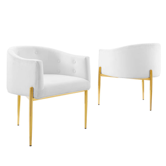 Savour Tufted Performance Velvet Accent Chairs Set of 2, White