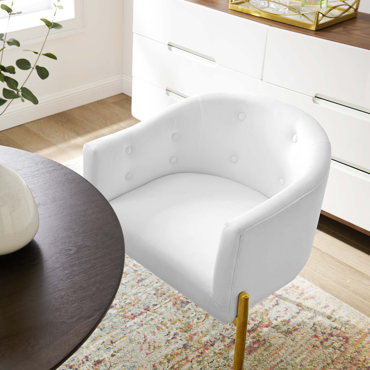 Civetta Upholstered Velvet Chairs Set of 2, White