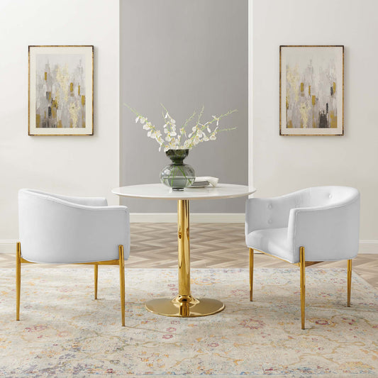 Civetta Upholstered Velvet Chairs Set of 2, White