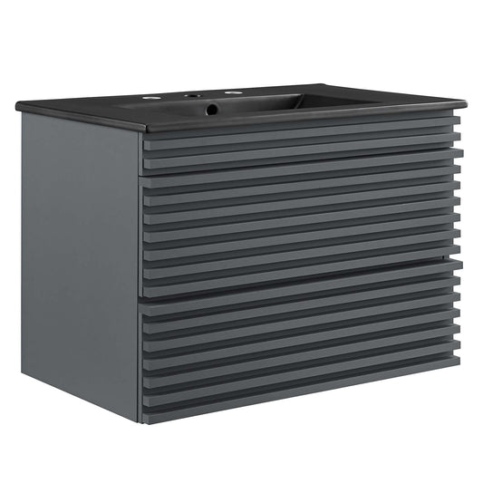 Ventra Floating Vanity Unit, Medium, Gray & Black