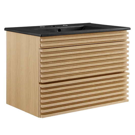 Ventra Floating Vanity Unit, Medium, Oak & Black