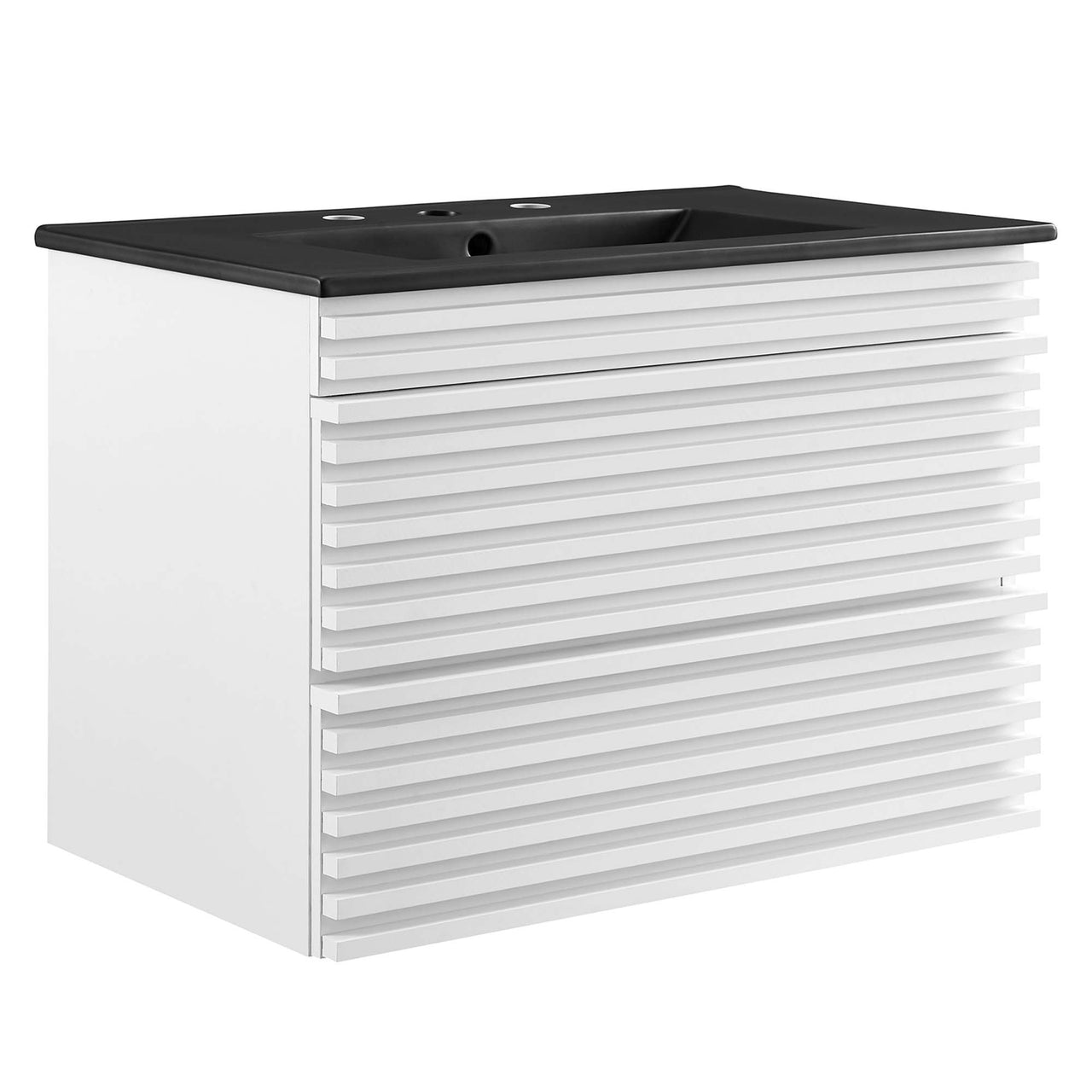 Ventra Floating Vanity Unit, Medium, White & Black