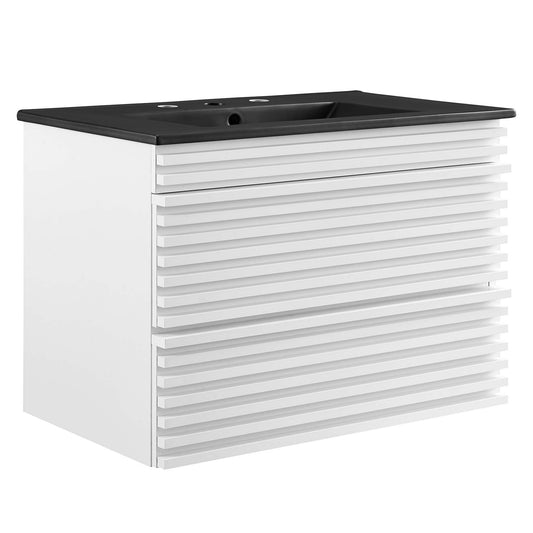 Ventra Floating Vanity Unit, Medium, White & Black