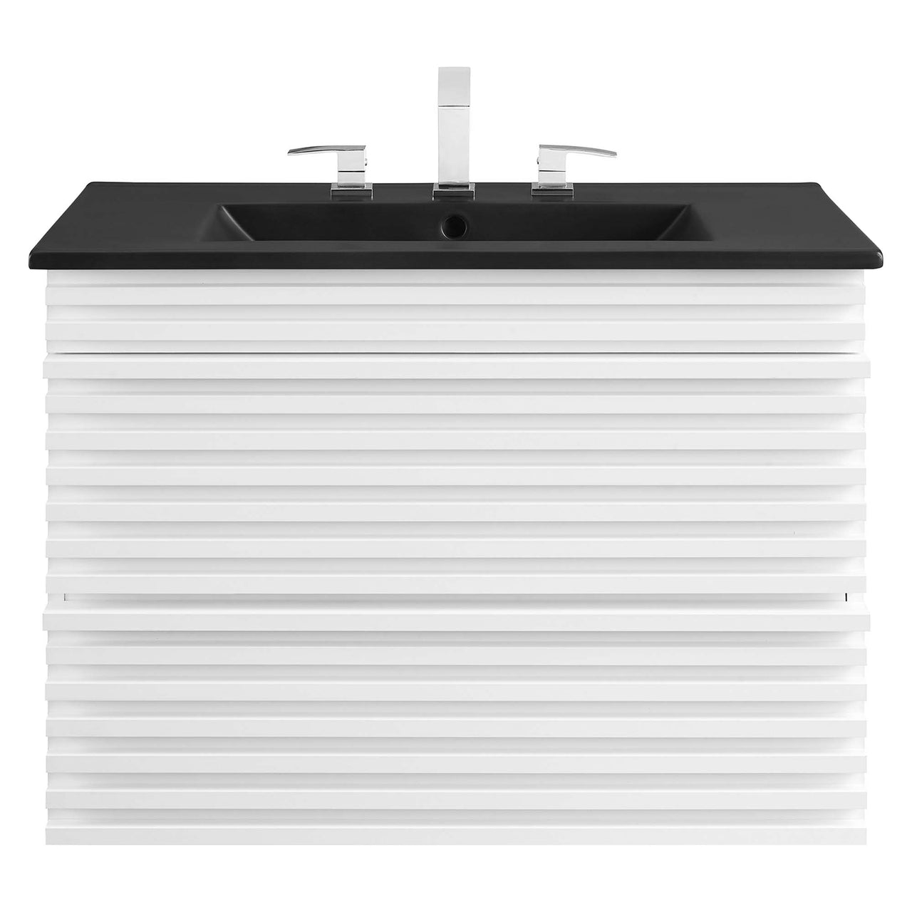 Ventra Floating Vanity Unit, Medium, White & Black