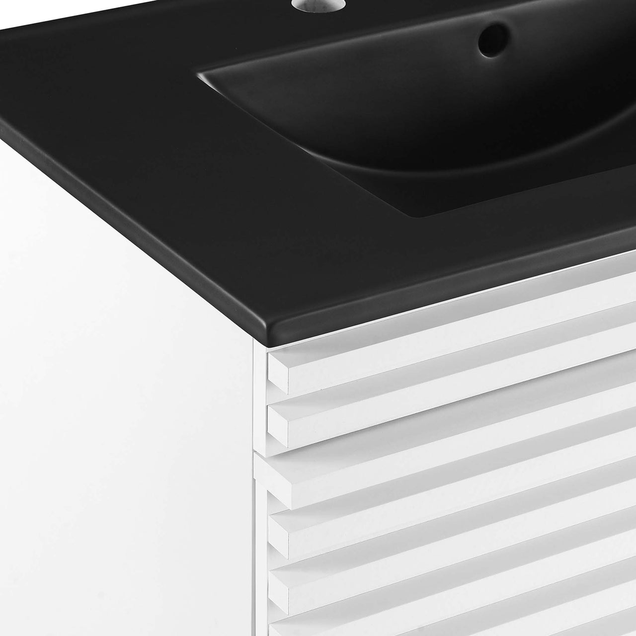 Ventra Floating Vanity Unit, Medium, White & Black