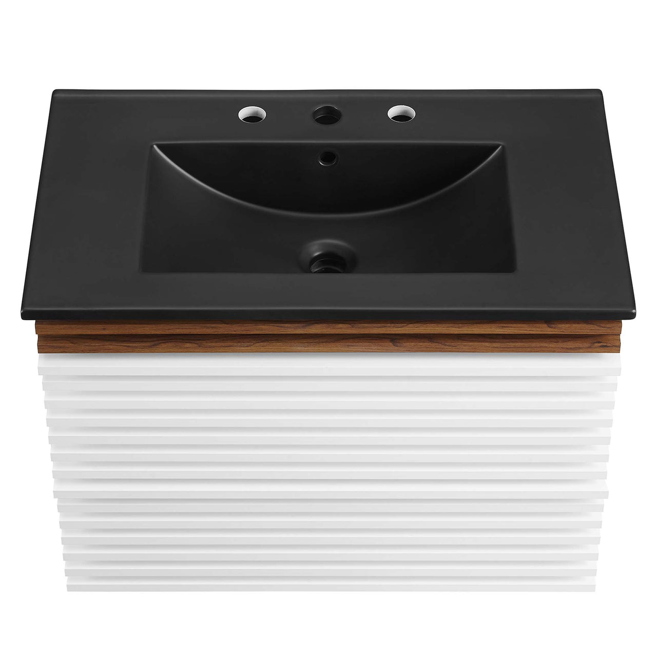 Ventra Floating Vanity Unit, Medium, White, Walnut and Black